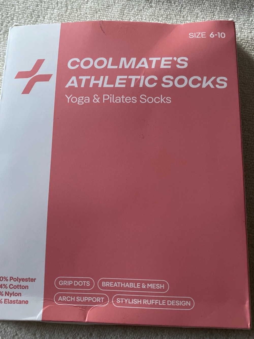 Coolmate's Pink Women's Athletic Yoga & Pilates Grip Socks with Ruffle